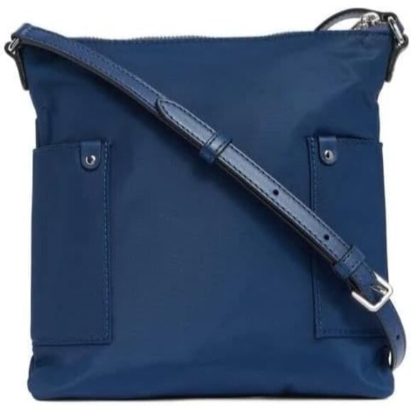 Preppy Crossbody Bag Nylon Lined Azure Blue Zipper Adjustable Strap - Picture 2 of 4